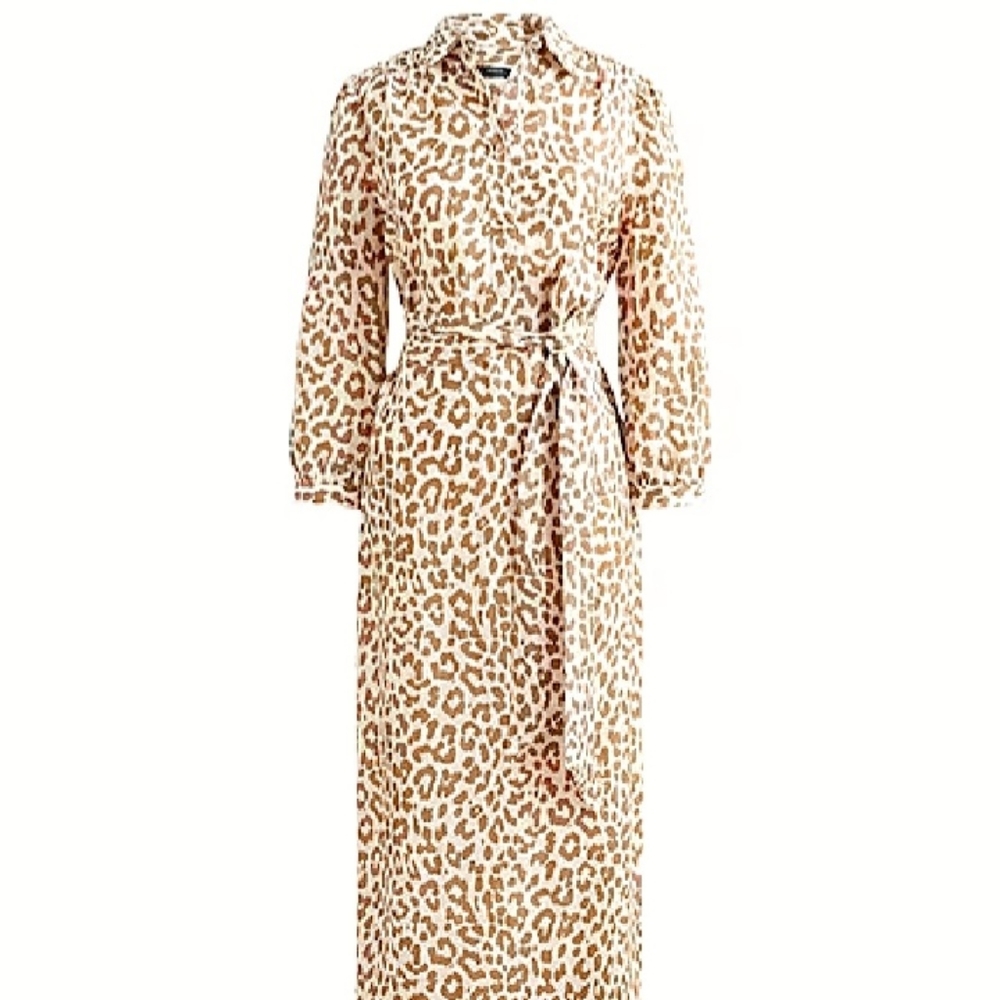 J. Crew Leopard Print Midi Dress - Tan and Brown